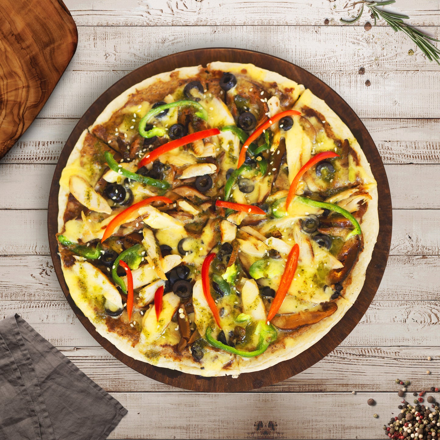 Chicken & Mushroom Teriyaki Pizza